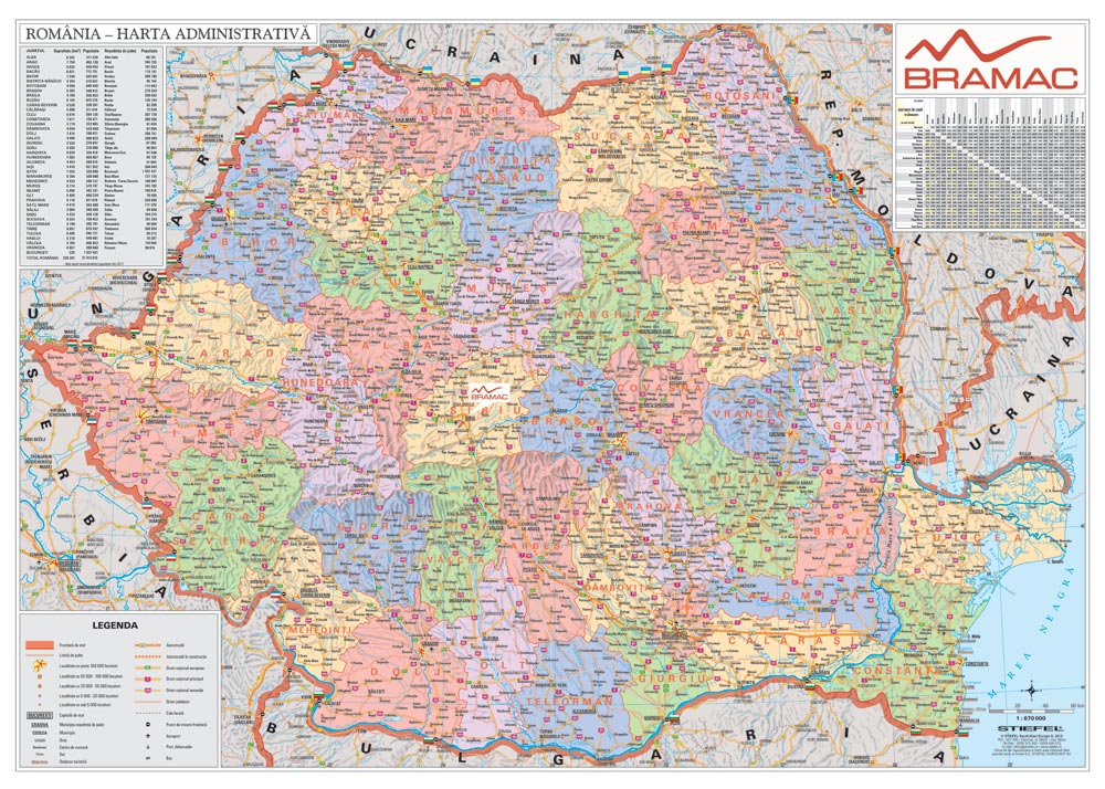 Harta Personalizata Romania Administrativa Pentru Bramac