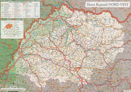 Harta Regiunii de dezvoltare Nord Vest